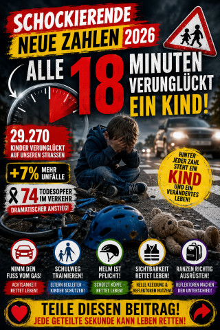 Alle 18 Minuten verunglückt ein Kind!
